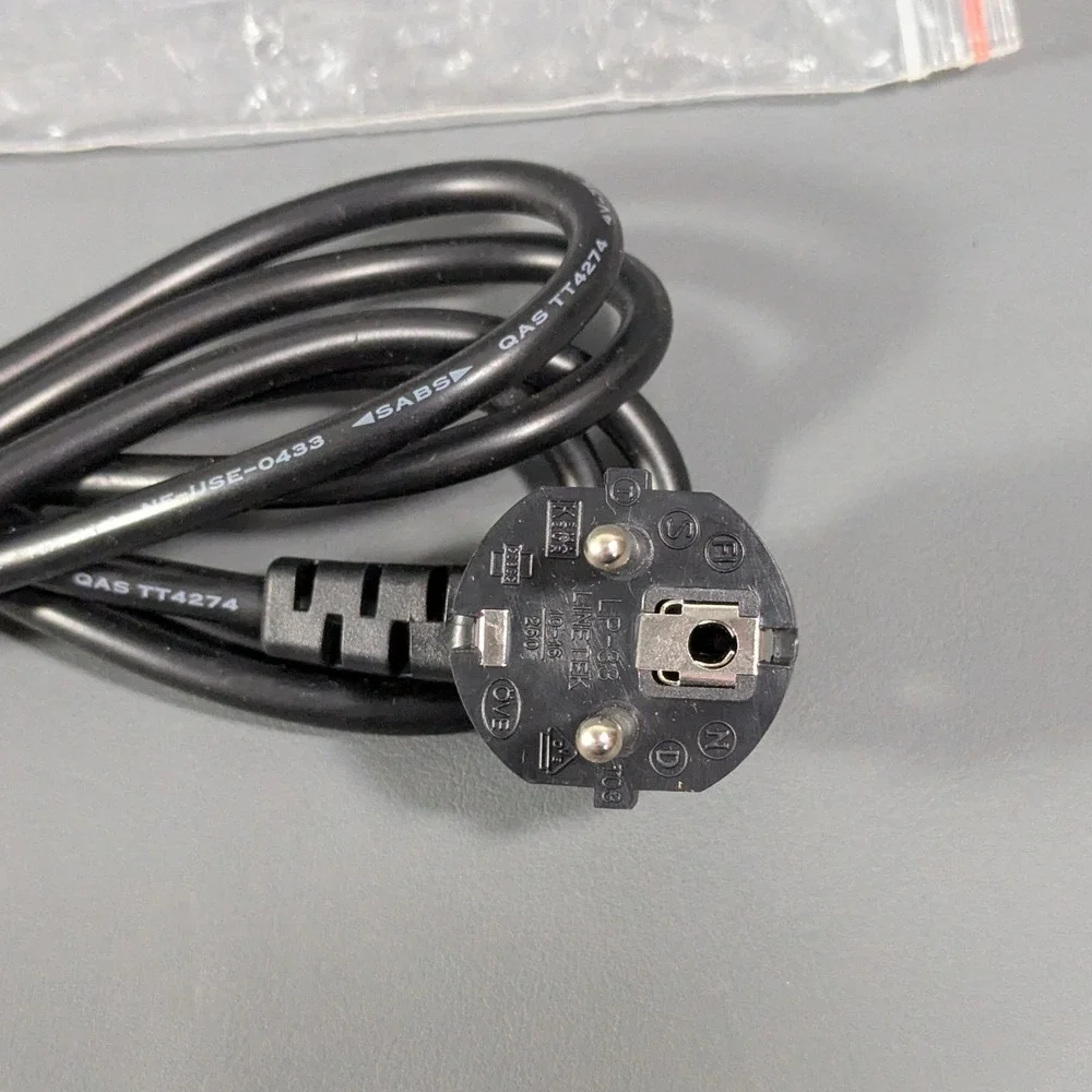 Linetek LS-60 European Power Cord Schuko Type F to C13 10A 250V Black 6ft 71in